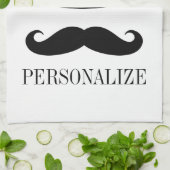 Grappige zwarte snor keukenhanddoek voor mannelijk (Gevouwen)