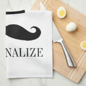 Grappige zwarte snor keukenhanddoek voor mannelijk (Quarter Fold)