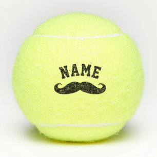 Grappige zwarte snor opdruk met naam tennisballen