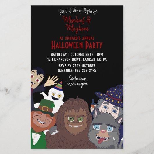 Grappige Zwarte Supernatuurlijke Halloween Kostuum Flyer (Voorkant)