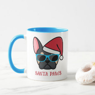 Grappige Zwarte Tan Franse Santa Paws Kerstmis Mok