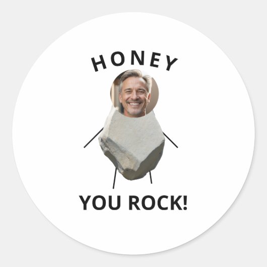 Grappige zwarte tekst rock foto man ronde sticker (Voorkant)