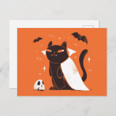 Grappige zwarte vampier kat voor Halloween Briefkaart (Voorkant / Achterkant)