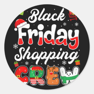 Grappige Zwarte Winkel Kerst Vrijdag Winkel Crew Ronde Sticker