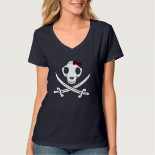 Grappige Zwarte Witte Jolly Kitty Piraat Schedel B T-shirt