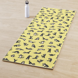 Grappige zwarte witte katten doen patroon yoga mat