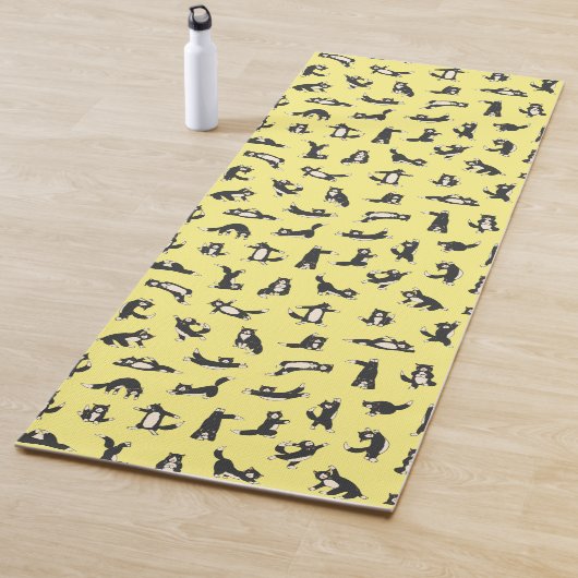 Grappige zwarte witte katten doen patroon yoga mat (In situ)