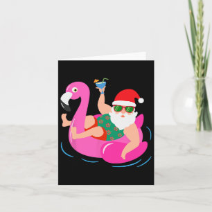 Grappige zwembadfeest Kerstman Zonnebril Flamingo  Kaart