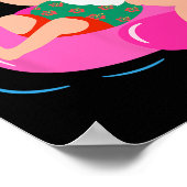Grappige zwembadfeest Kerstman Zonnebril Flamingo Poster (Hoek)