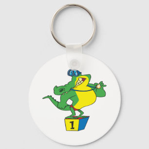 grappige zwemkampioen alligator krokodil sleutelhanger