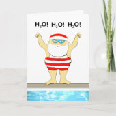 Grappige zwemmer kerst feestdagen kaart (Voorkant)