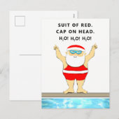 Grappige zwemmer kerst feestdagenkaart (Voorkant / Achterkant)