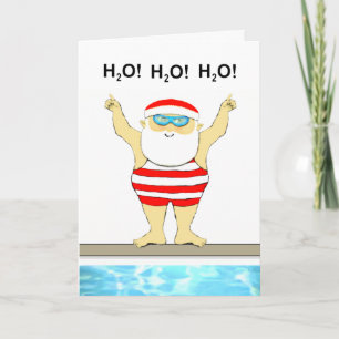 Grappige Zwemmer Kerstmis Feestdagen Kaart