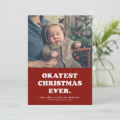 Grappigste kerst ooit leuke rode foto feestdagenkaart (Staand voorkant)