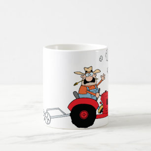 Grapplige Boer Tractor Cartoon Koffiemok