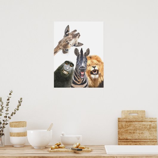 Grapport van grappige jungle dierenvrienden poster (Keuken)
