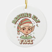 Grapserige Elfengezicht Grappige Kerstornament Keramisch Ornament (Voorkant)
