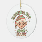 Grapserige Elfengezicht Grappige Kerstornament Keramisch Ornament (Links)