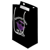 Grapste pap in de wereld grappige fruitpun donker  klein cadeauzakje (Voorkant Gekanteld)