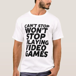Grapzige gamer T-shirt kan niet stoppen met het sp