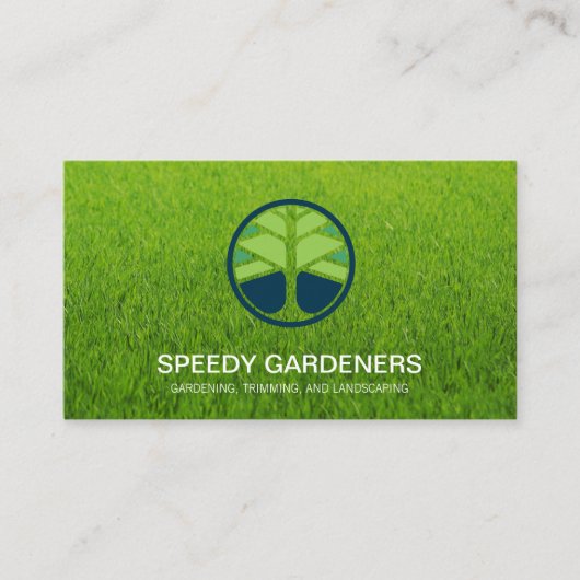 Gras | Boom pictogram voor tuinarchitect Visitekaartje (Voorkant)