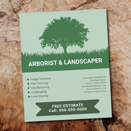 Gras, Boom Silhouet - Boomverzorger & Landschapsar Flyer
