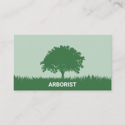Gras, boomsilhouet - boomkweker & tuinarchitect visitekaartje (Voorkant)