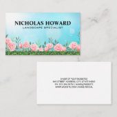 Gras en roze rozen | Tuin Visitekaartje (Voorkant / Achterkant)