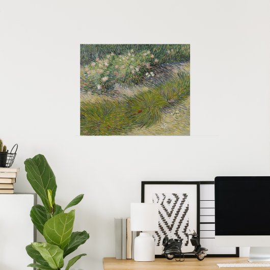 Gras en Vlinders door Vincent van Gogh Poster (Thuiskantoor)