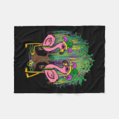 Gras Flamingo Mardi Gras Carnaval Kralen Tree Jest Fleece Deken (Voorkant (Horizontaal))