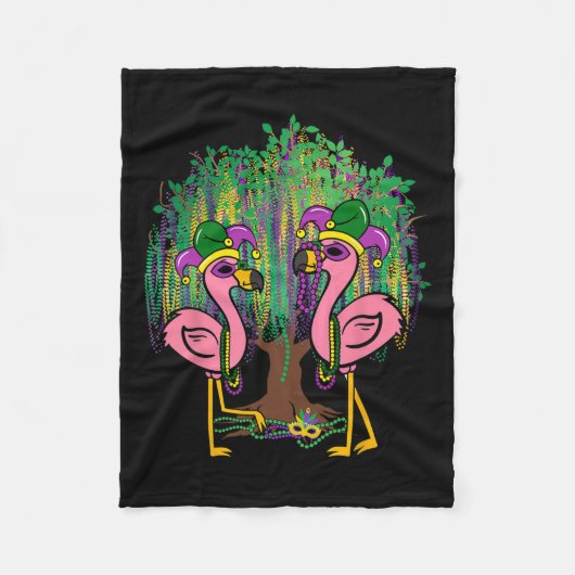 Gras Flamingo Mardi Gras Carnaval Kralen Tree Jest Fleece Deken (Voorkant)