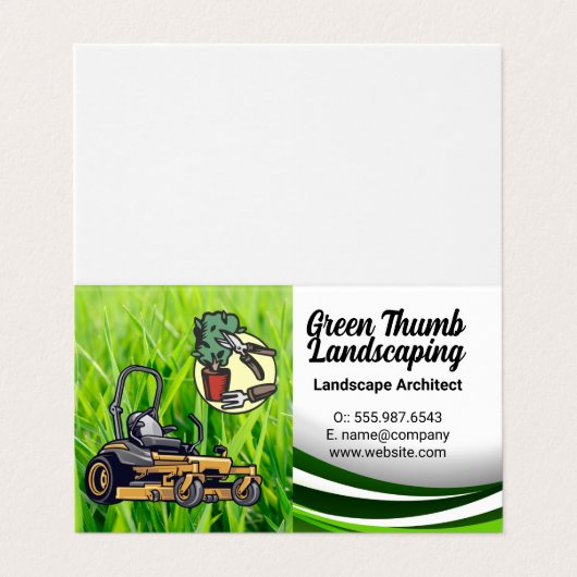 Gras | grasmaaier | Landschapsarchitectuur Visitekaartje (Buitenkant ongevouwen)
