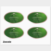 Gras Groen Productlabel Roze Gouden Frame Monogram Ovale Sticker (Vel)