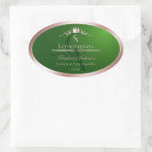 Gras Groen Productlabel Roze Gouden Frame Monogram Ovale Sticker (Tas)