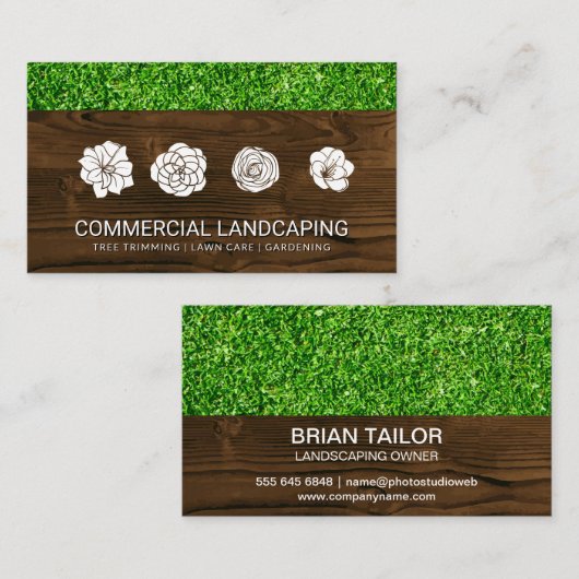 Gras | Houtkorrels | Bloemen | Landschapsarchitect Visitekaartje (Voorkant / Achterkant)