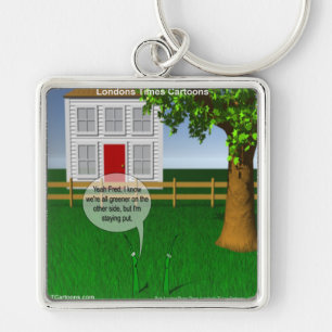 Gras is groener aan de andere kant Grappig Sleutelhanger