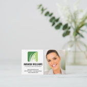 Gras Logo | Zakenvrouw glimlacht Visitekaartje (Staand voorkant)