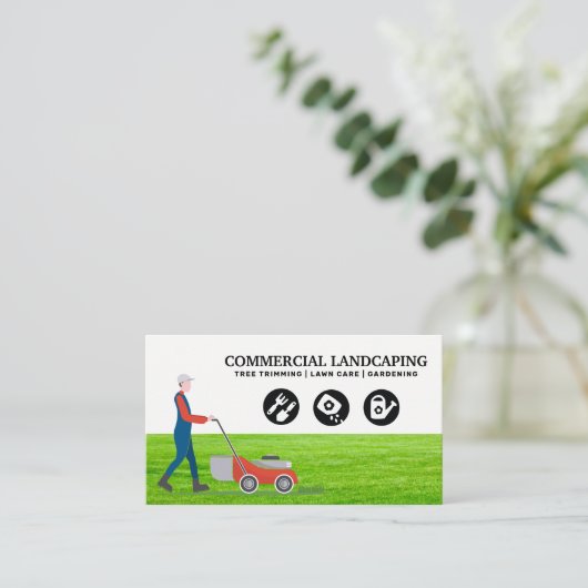 Gras maaien | Landschapsarchitectuur pictogrammen Visitekaartje (Staand voorkant)