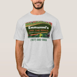 Gras met groene T-shirt voor de landschapsverzorgi