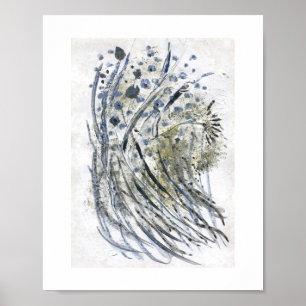 "Gras" - modern poster, acryl en gedroogde bloemen Poster