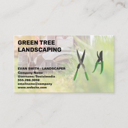 gras van grasmaaiers | Gardener Shears Visitekaartje (Voorkant)