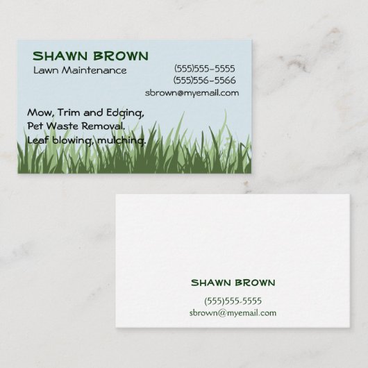 Gras Visitekaartje (Voorkant / Achterkant)