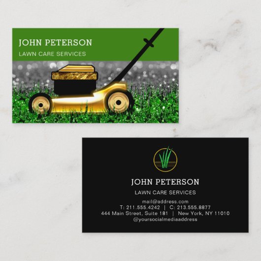 Gras voor verzorging grassen: groene services visitekaartje (Voorkant / Achterkant)