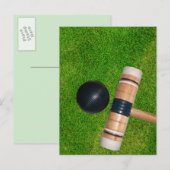Gras, Zwart Croquet Mallet en Bal Briefkaart (Voorkant / Achterkant)