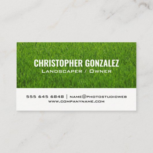 Grasachtergrond | tuingereedschap visitekaartje (Achterkant)