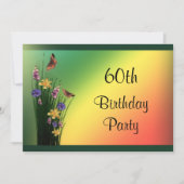 Grasachtig boeket en vlinders 60e verjaardag kaart (Voorkant)