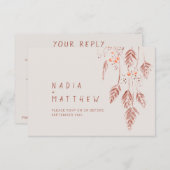 Grasbessen bruin terracotta aquarel kunst RSVP kaartje (Voorkant / Achterkant)