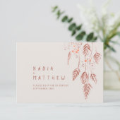 Grasbessen bruin terracotta aquarel qr code RSVP kaartje (Staand voorkant)