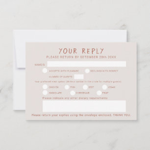 Grasbessen tan terracotta waterverf art. RSVP kaartje