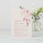 Grasbessen tan terracotta waterverf foto invi kaart (Staand voorkant)